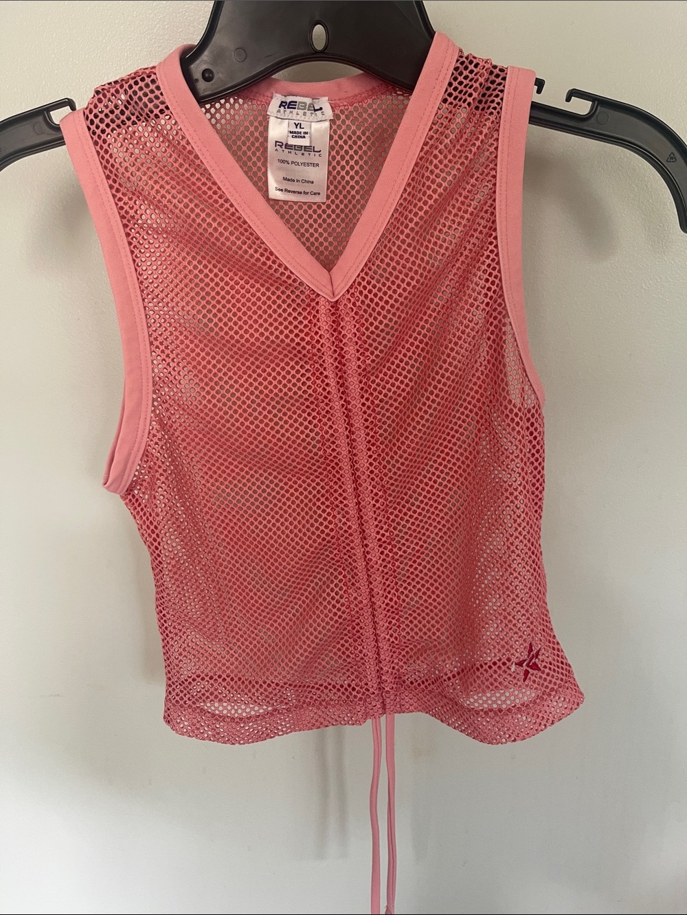 Rebel Athletic Sport Pink Mesh Drawstring Tank